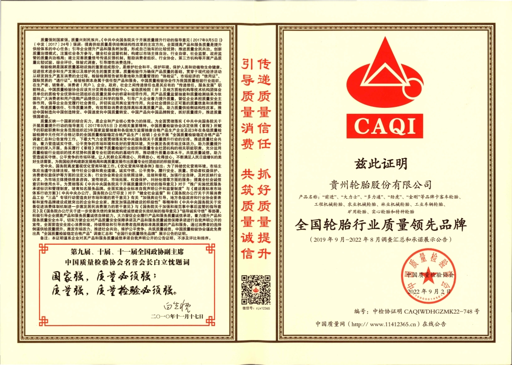 10、全國(guó)輪胎行業(yè)質(zhì)量領(lǐng)先品牌